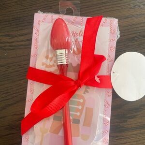 Festive Red Holiday Light Pen with Ribbonl 3 note pads